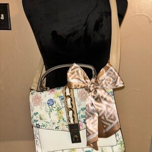 Aldo Cailla Floral Shoulder Bag with Gold Chain and Bow